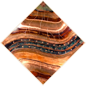 flame painting on copper wall hanging